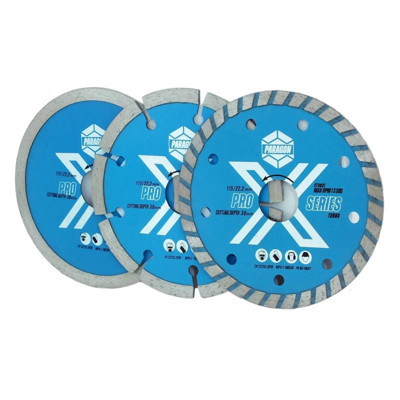 tooltime.co.uk 3 Pack Diamond Cutting Discs 115mm 4.5" Angle Grinder Masonry Stone 22.2mm Bore