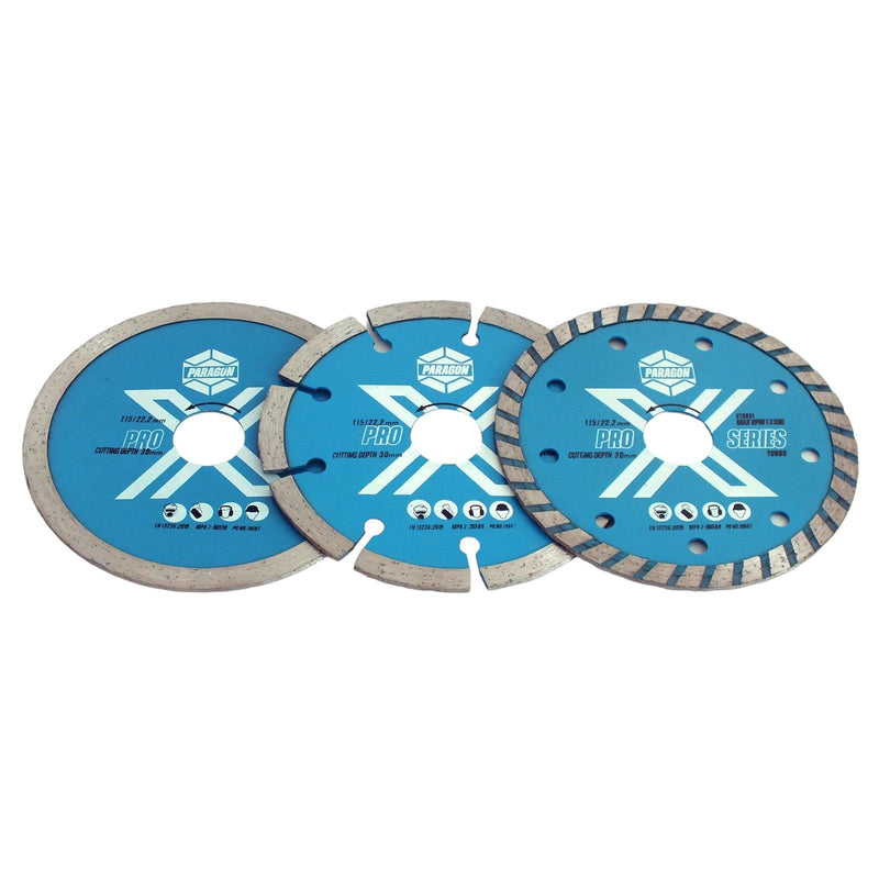 tooltime.co.uk 3 Pack Diamond Cutting Discs 115mm 4.5" Angle Grinder Masonry Stone 22.2mm Bore