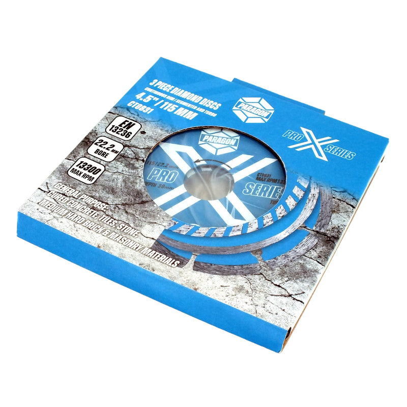 tooltime.co.uk 3 Pack Diamond Cutting Discs 115mm 4.5" Angle Grinder Masonry Stone 22.2mm Bore