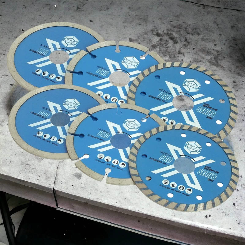 tooltime.co.uk Angle Grinder Diamond Cutting Discs Pack of 6 Diamond Cutting Discs 115mm 4.5" Angle Grinder Masonry Stone 22.2mm Bore