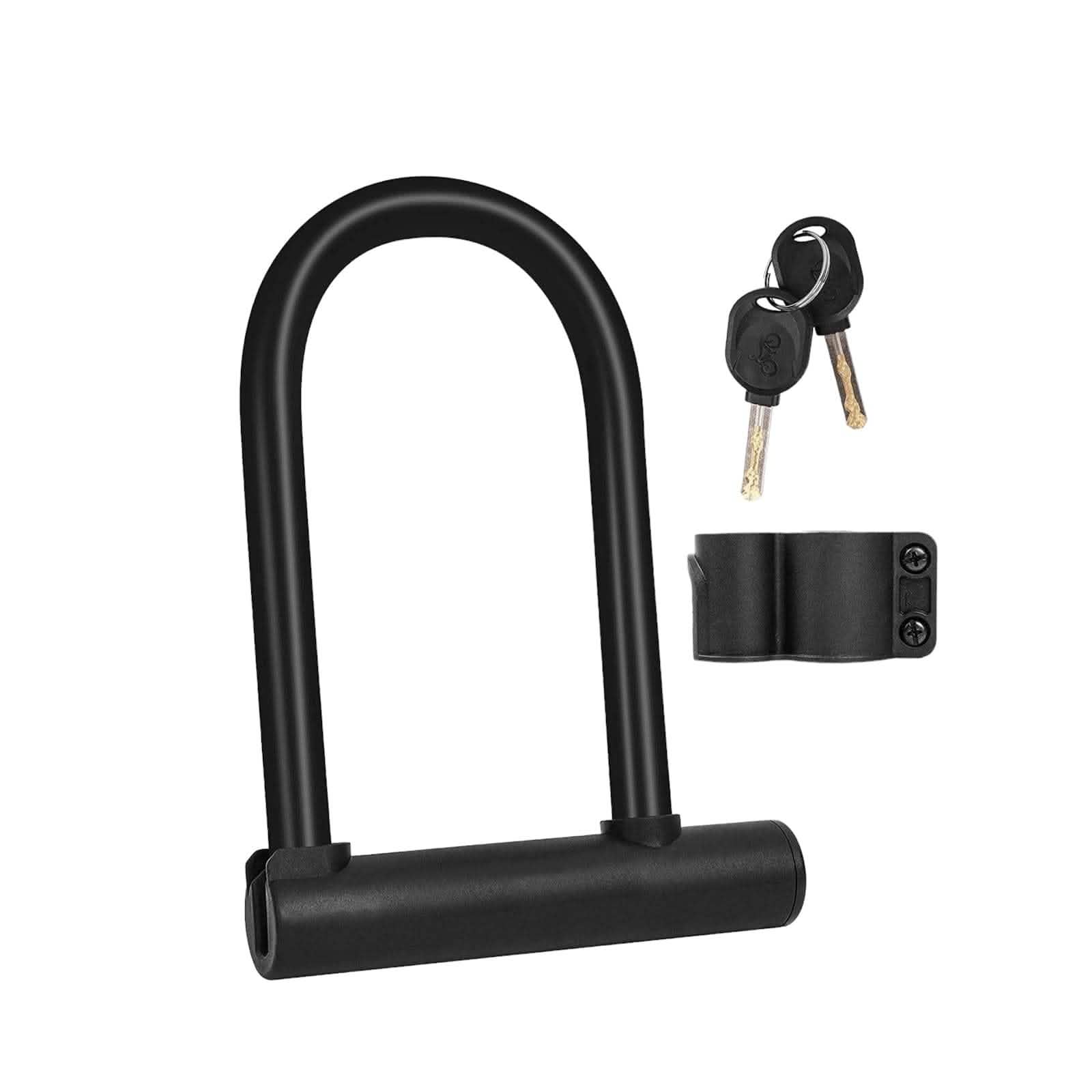 tooltime.co.uk Bike Lock and Cable U-Shaped Bike Lock + 2.5m Steel Security Cable Bracket & 2 Keys