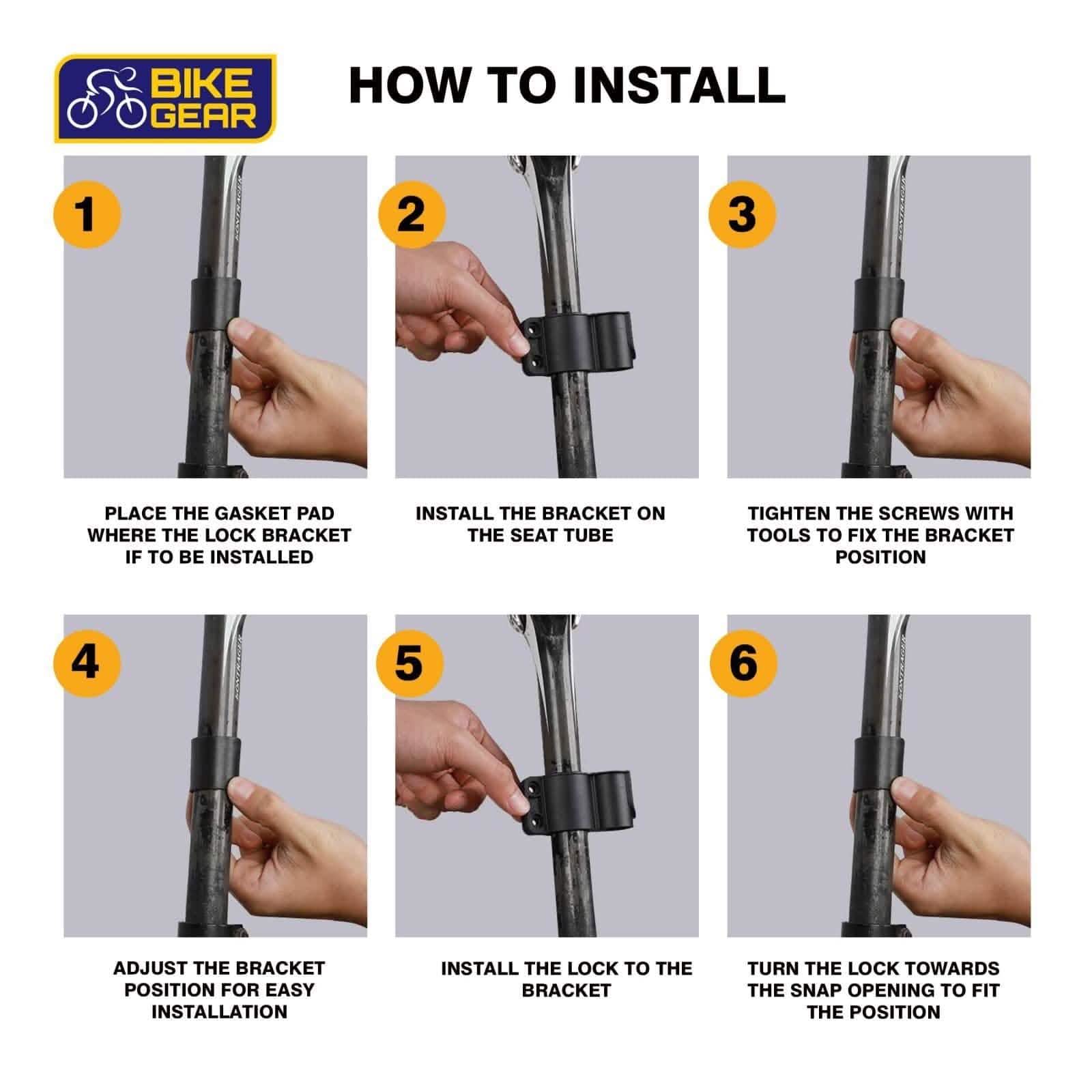 tooltime.co.uk Bike Lock and Cable U-Shaped Bike Lock + 2.5m Steel Security Cable Bracket & 2 Keys