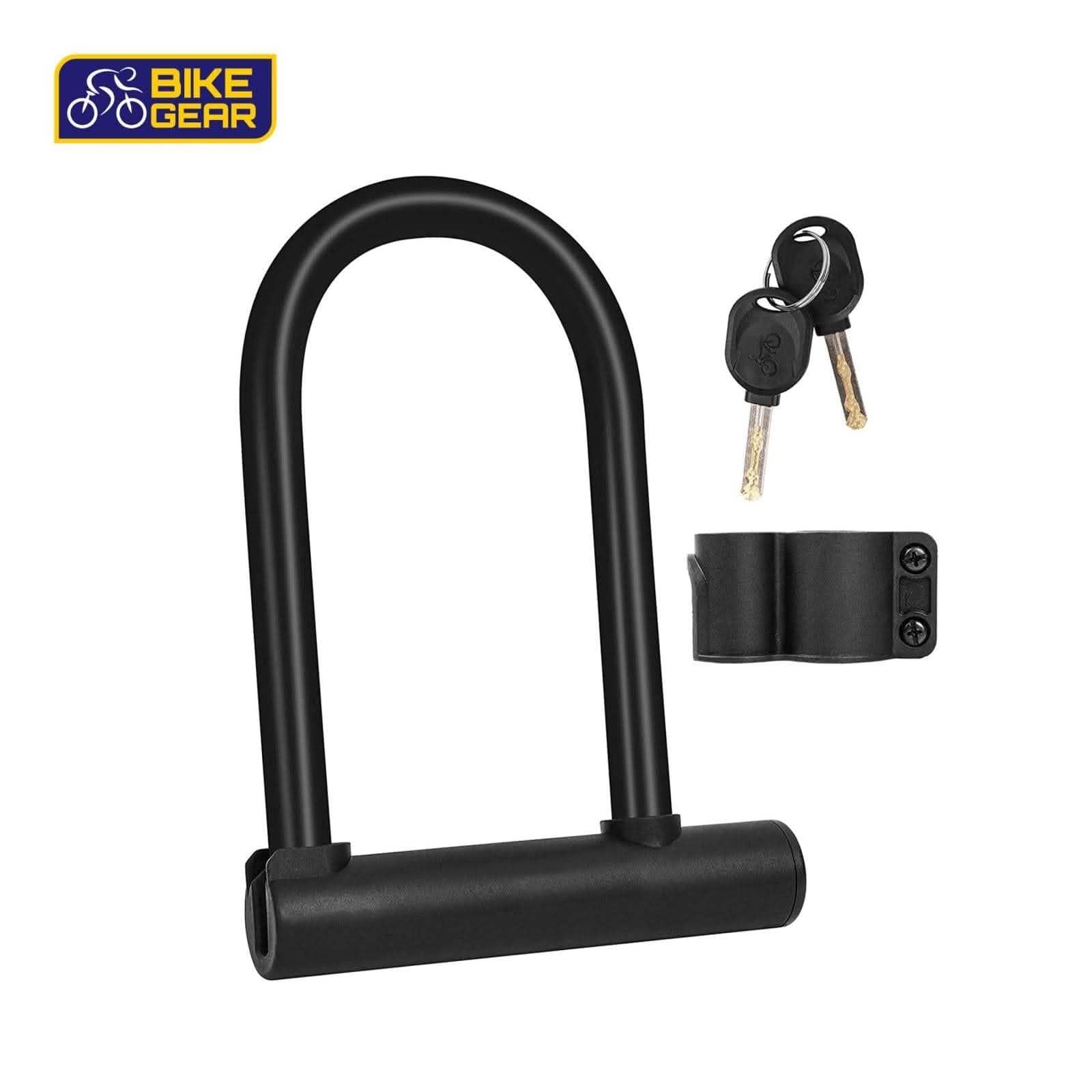 tooltime.co.uk Bike Lock and Cable U-Shaped Bike Lock + 2.5m Steel Security Cable Bracket & 2 Keys
