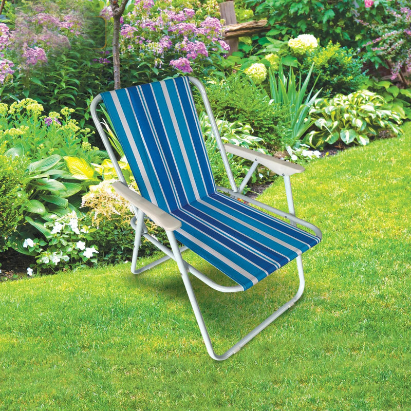 tooltime.co.uk Folding Garden Chair Folding Garden Deck Chair | Choice of Colour | Single Chair or Set of 2 Chairs
