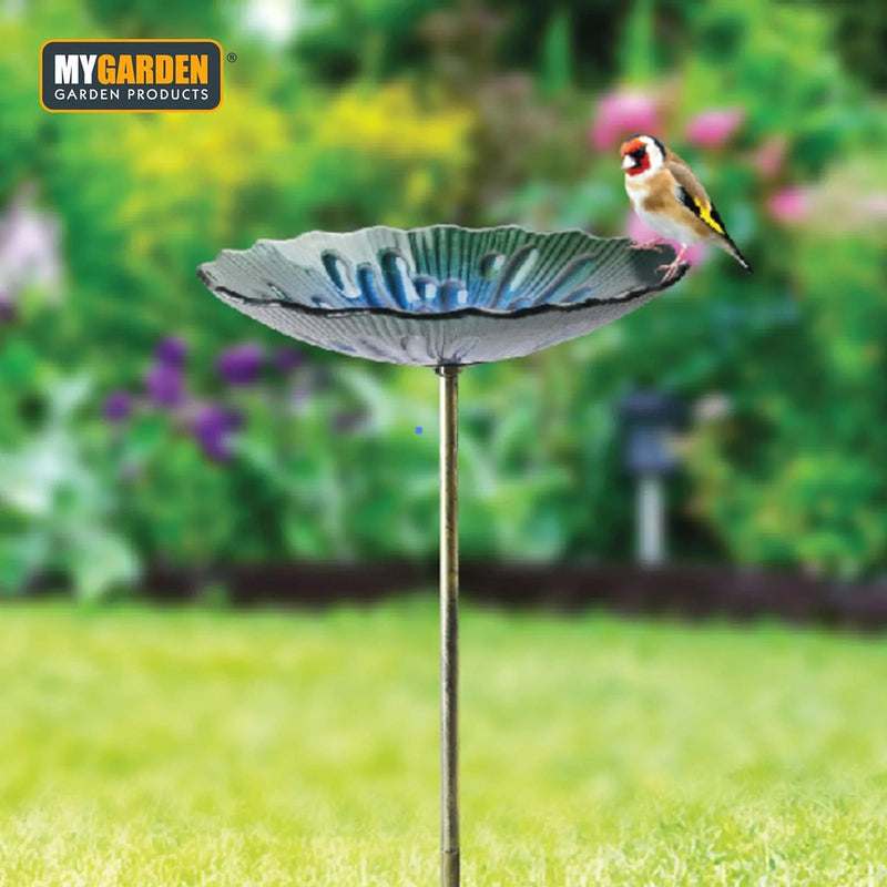 tooltime.co.uk Glass Bird Bath Glass Garden Bird Bath Outdoor Freestanding Water Dish - Choice of Designs