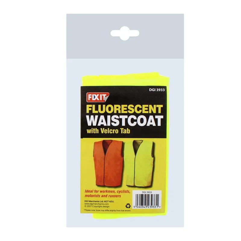 tooltime.co.uk High Visability Safety Vest Hi-Vis Safety Vest Lightweight Fluorescent High Visability Waistcoat