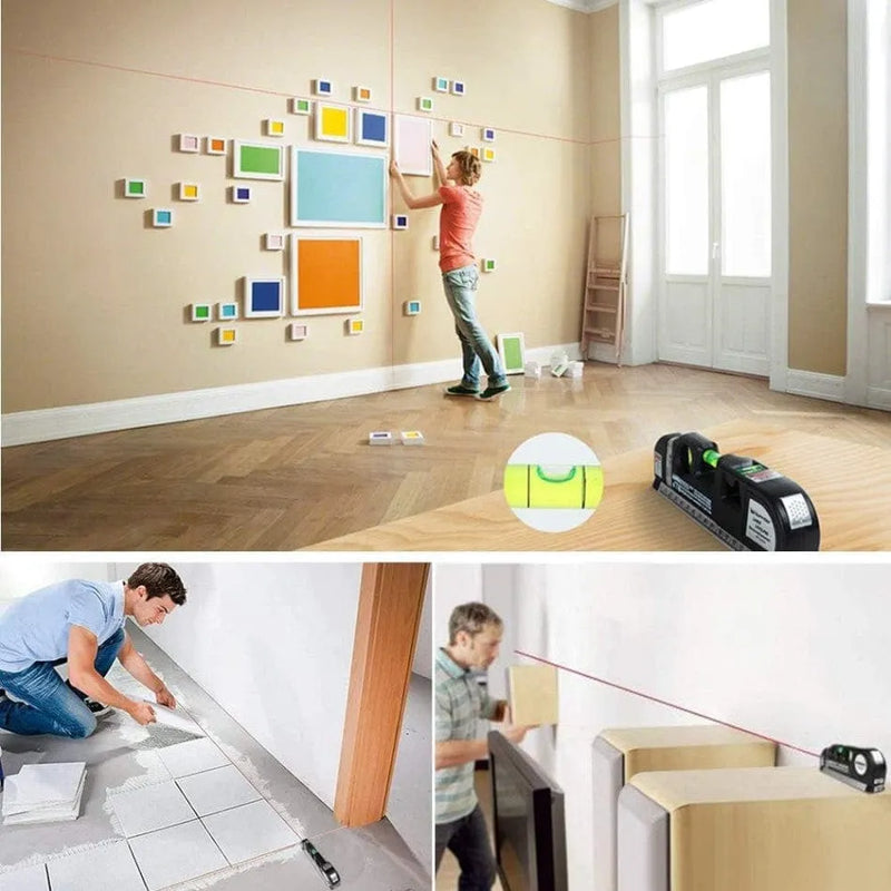 tooltime.co.uk Laser Level Multipurpose Laser Level with Horizontal and Vertical Spirit Levels and 14cm Measuring Tape