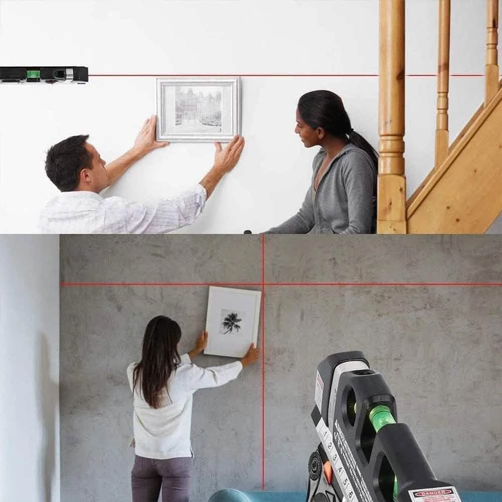 tooltime.co.uk Laser Level Multipurpose Laser Level with Horizontal and Vertical Spirit Levels and 14cm Measuring Tape