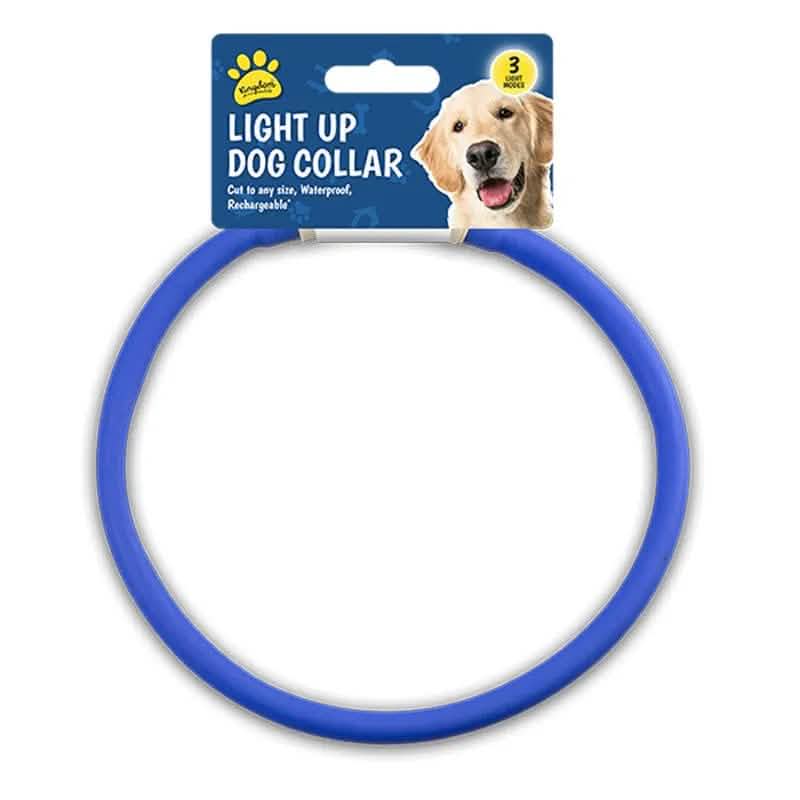 tooltime.co.uk Light Up Dog Collar Light Up LED Pet Dog Collar USB Rechargeable | Available in Blue or Pink