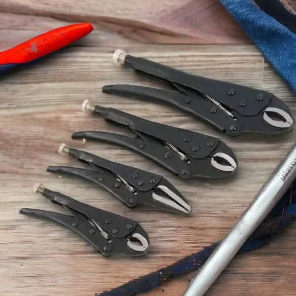 tooltime.co.uk Locking Pliers 4 Piece Adjustable Locking Mole Grip Pliers Set with Storage Tray