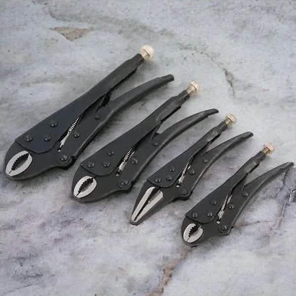 tooltime.co.uk Locking Pliers 4 Piece Adjustable Locking Mole Grip Pliers Set with Storage Tray