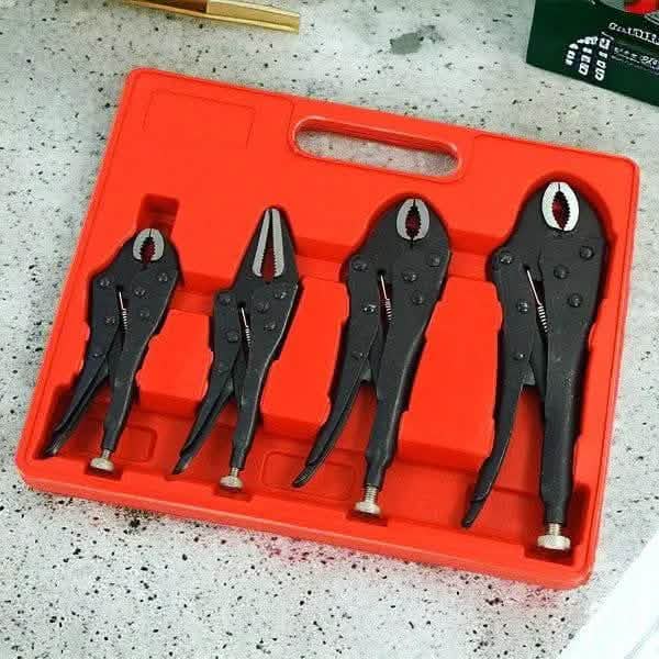 tooltime.co.uk Locking Pliers 4 Piece Adjustable Locking Mole Grip Pliers Set with Storage Tray