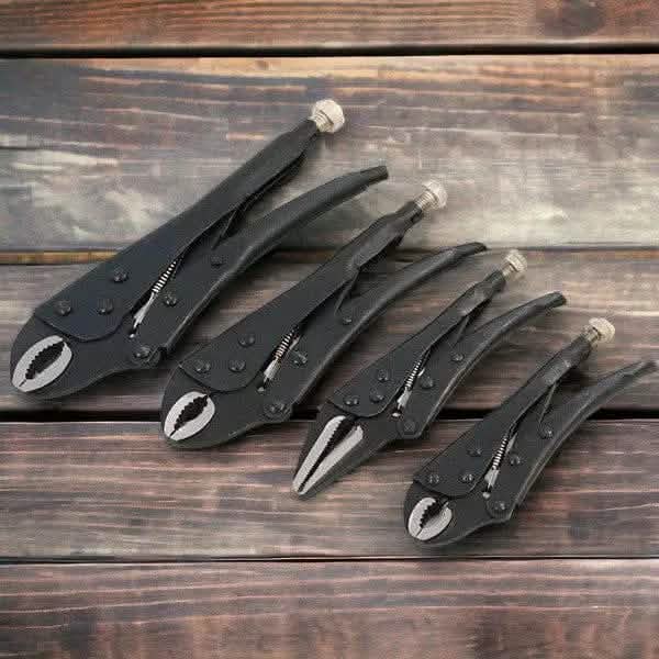 tooltime.co.uk Locking Pliers 4 Piece Adjustable Locking Mole Grip Pliers Set with Storage Tray