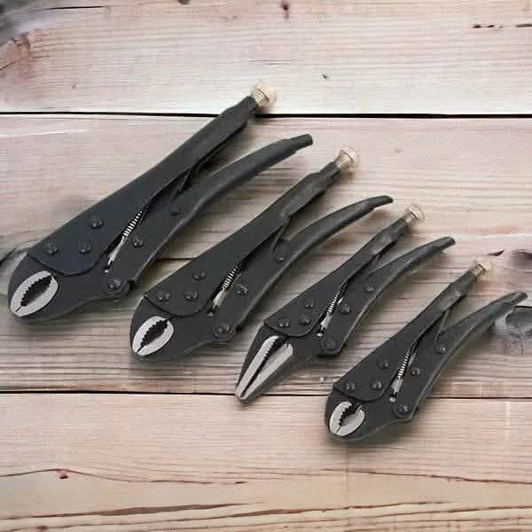 tooltime.co.uk Locking Pliers 4 Piece Adjustable Locking Mole Grip Pliers Set with Storage Tray