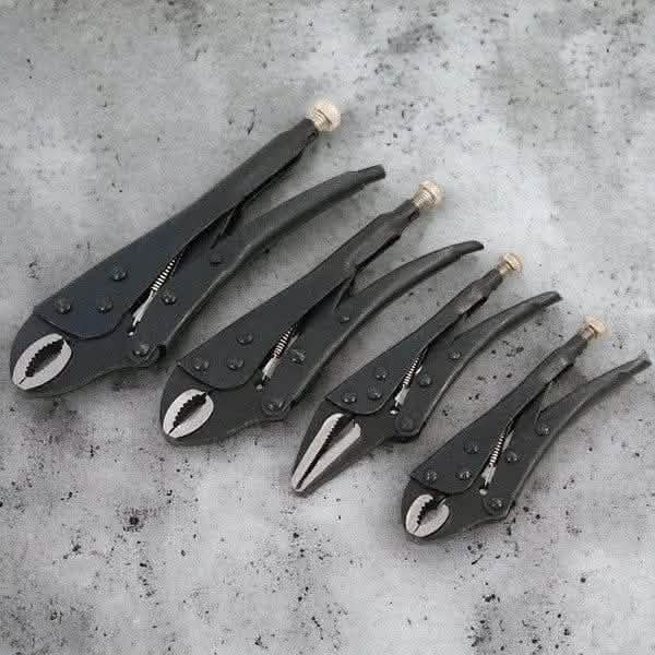 tooltime.co.uk Locking Pliers 4 Piece Adjustable Locking Mole Grip Pliers Set with Storage Tray