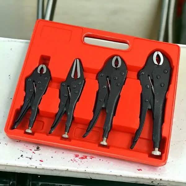 tooltime.co.uk Locking Pliers 4 Piece Adjustable Locking Mole Grip Pliers Set with Storage Tray