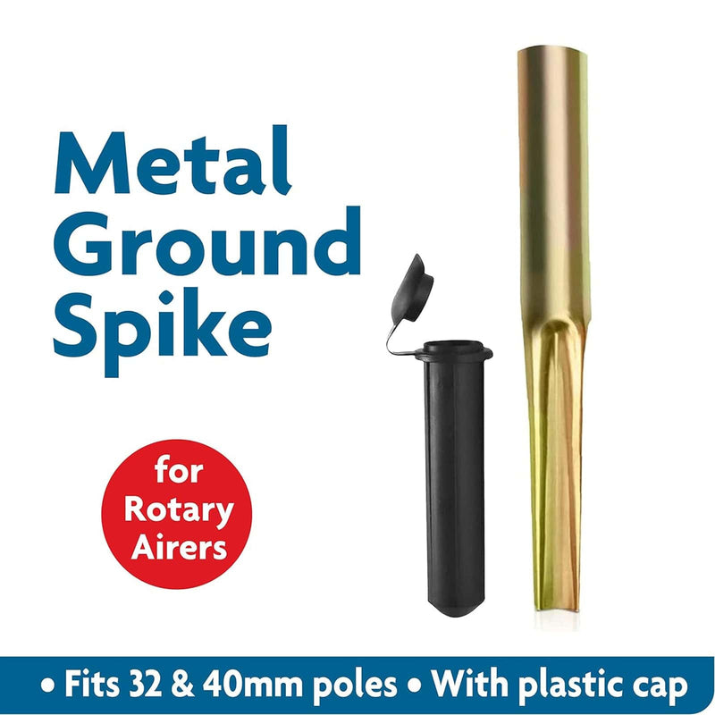 tooltime.co.uk Metal Ground Spike Metal Ground Spike for Rotary Airers and Parasols with End Cap | Fits 32mm and 40mm Poles