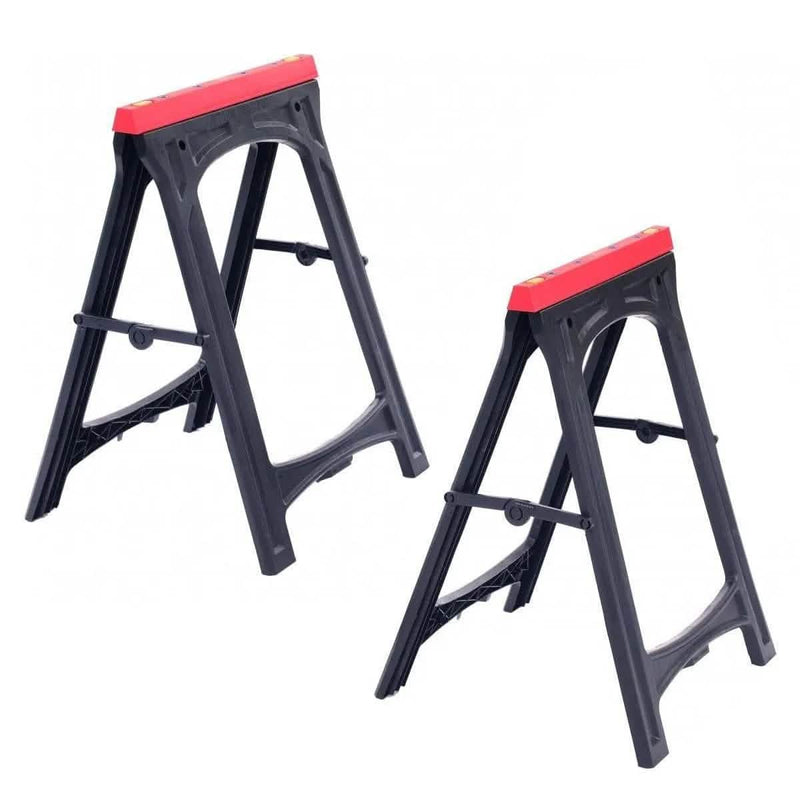 tooltime.co.uk Pair of Plastic Saw Horses Pair of Lightweight Folding Plastic Saw Horses Portable Trestles