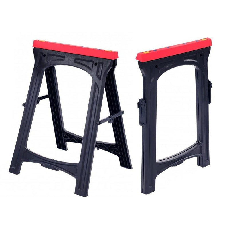 tooltime.co.uk Pair of Plastic Saw Horses Pair of Lightweight Folding Plastic Saw Horses Portable Trestles