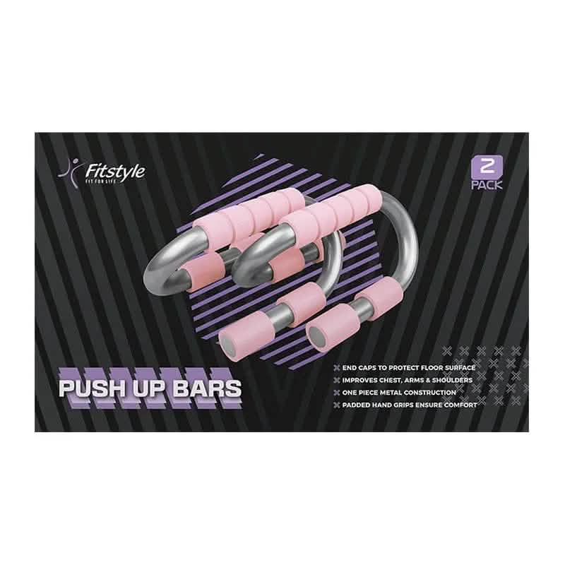 tooltime.co.uk Push Up Bars 2 Pack Push Up Bars | S-Shaped Soft Grip Foam Non Slip Press Up Stands | Grey or Pink