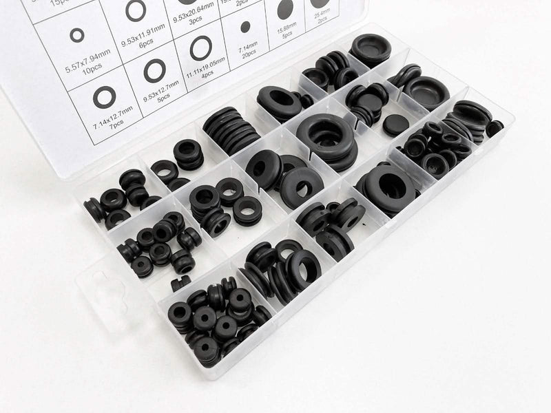 tooltime.co.uk Rubber Grommets 125pc Rubber Grommets Set Assorted SIzes with Storage Case