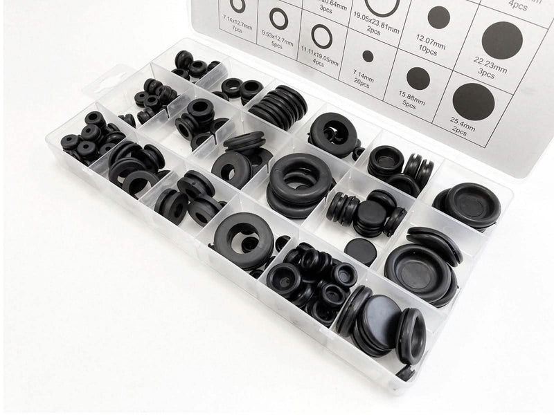 tooltime.co.uk Rubber Grommets 125pc Rubber Grommets Set Assorted SIzes with Storage Case