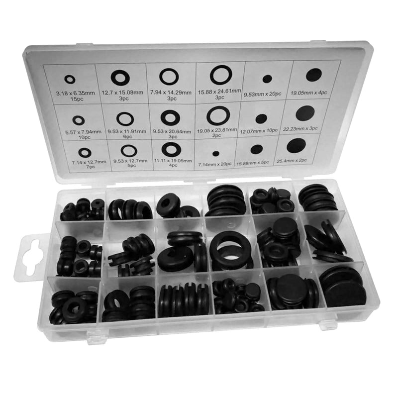 tooltime.co.uk Rubber Grommets 125pc Rubber Grommets Set Assorted SIzes with Storage Case