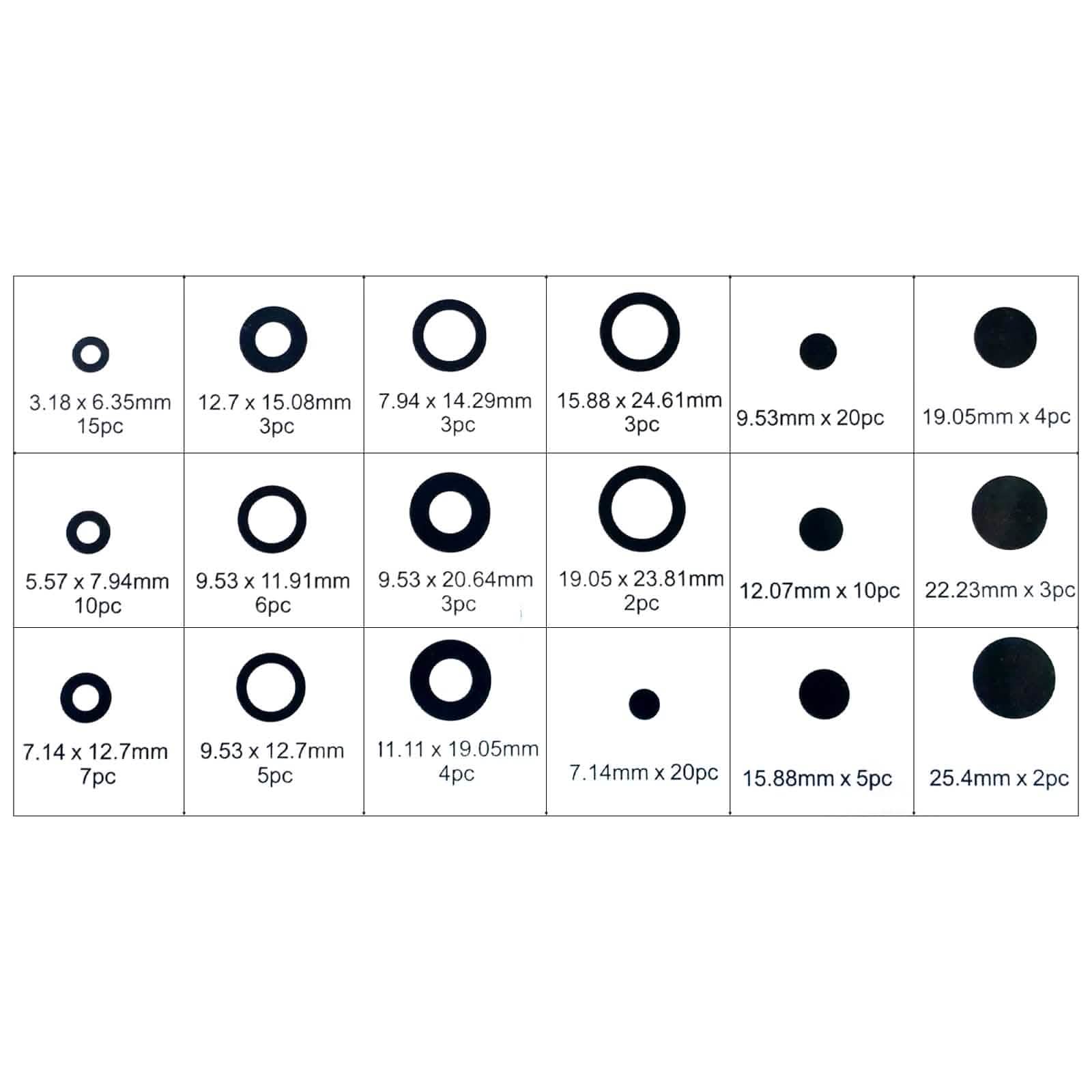tooltime.co.uk Rubber Grommets 125pc Rubber Grommets Set Assorted SIzes with Storage Case