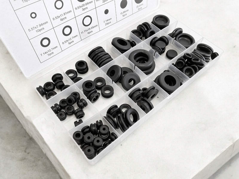 tooltime.co.uk Rubber Grommets 125pc Rubber Grommets Set Assorted SIzes with Storage Case