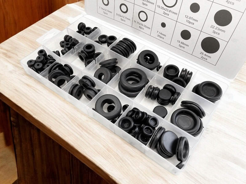 tooltime.co.uk Rubber Grommets 125pc Rubber Grommets Set Assorted SIzes with Storage Case