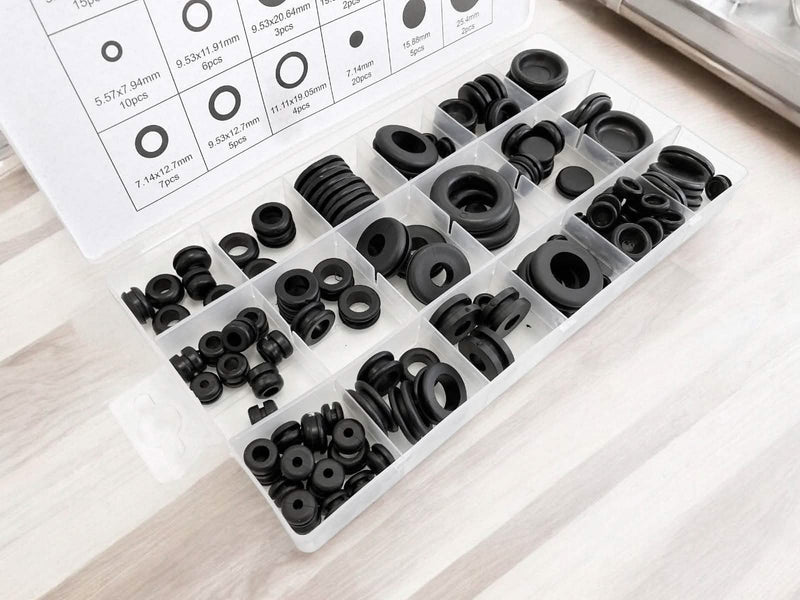 tooltime.co.uk Rubber Grommets 125pc Rubber Grommets Set Assorted SIzes with Storage Case