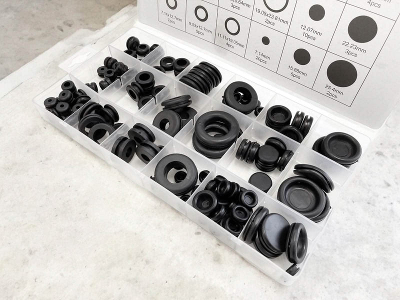 tooltime.co.uk Rubber Grommets 125pc Rubber Grommets Set Assorted SIzes with Storage Case