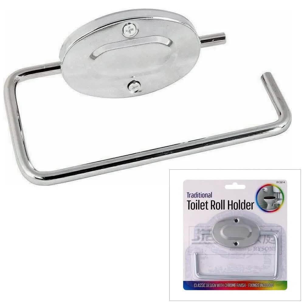tooltime.co.uk Toilet Roll Holder Wall Mounted Chrome Toilet Roll Holder with Fixings
