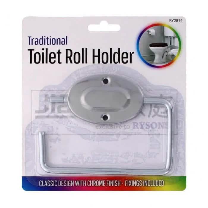 tooltime.co.uk Toilet Roll Holder Wall Mounted Chrome Toilet Roll Holder with Fixings