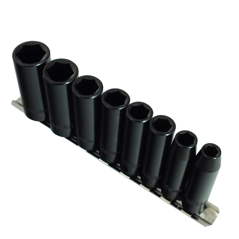 tooltime Deep Impact Sockets 8Pc Deep Impact Socket Set 3/8" Metric Chrome Vanadium Steel Crv Sockets