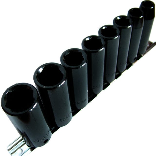 tooltime Deep Impact Sockets 8Pc Deep Impact Socket Set 3/8" Metric Chrome Vanadium Steel Crv Sockets