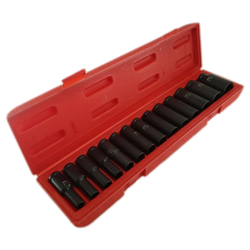 tooltime Deep Impact Sockets Deep Impact Socket Set - 1/2" Dr C-Rv Steel - Heavy Duty - (10mm - 32mm) + Case (15PC)