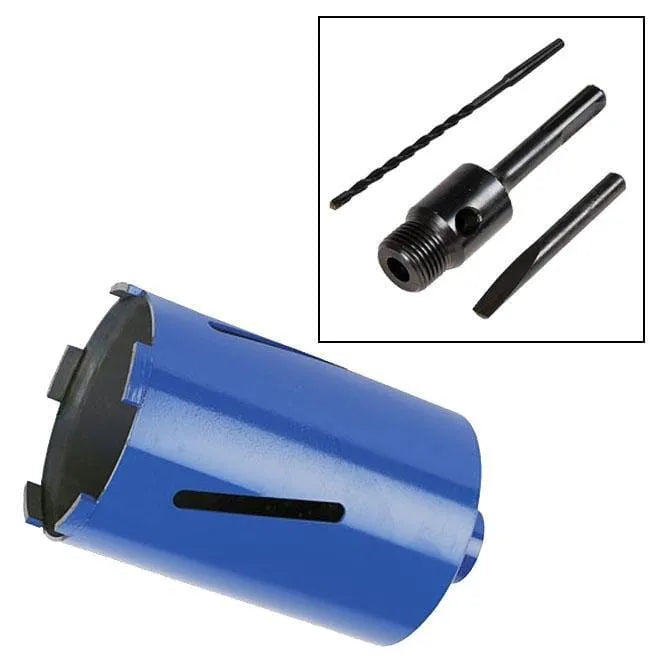 tooltime Diamond Core Drill Bit 107Mm X 150Mm Diamond Core Drill + 100Mm Sds Arbor + Pilot Drill