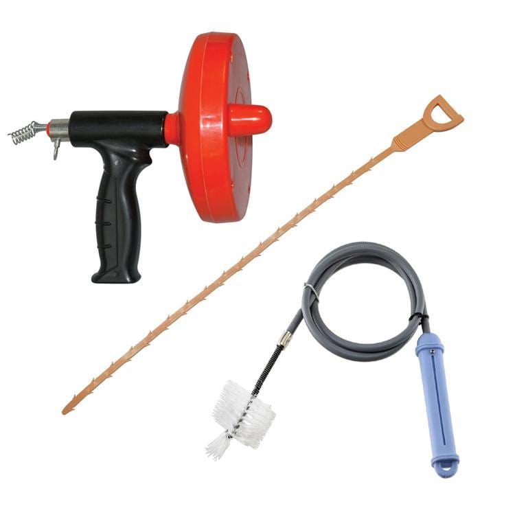 tooltime Drain Cleaners Drain Unblocking Tool Kit - Flexible Brush - Pipe Cleaner - Barbed Cleaning Tool