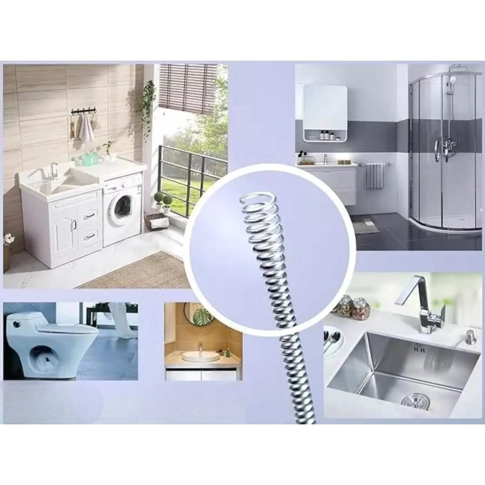 tooltime Drain Cleaners Sink Drain Pipe Unblocker Bath Clean Kitchen Steel Wire Cleaner - 3 Metres
