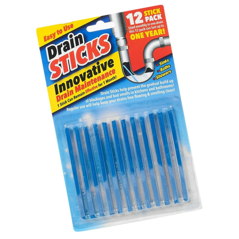 tooltime Drain Cleaning Sticks 12 Pack Kitchen Sink Bath Shower Deodoriser Odour Remover