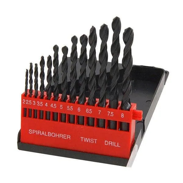 tooltime Drill Bits 13Pc Hss Twist Drill Bit Set 2Mm-8Mm Bits C/W Case Wood Plastic Metal