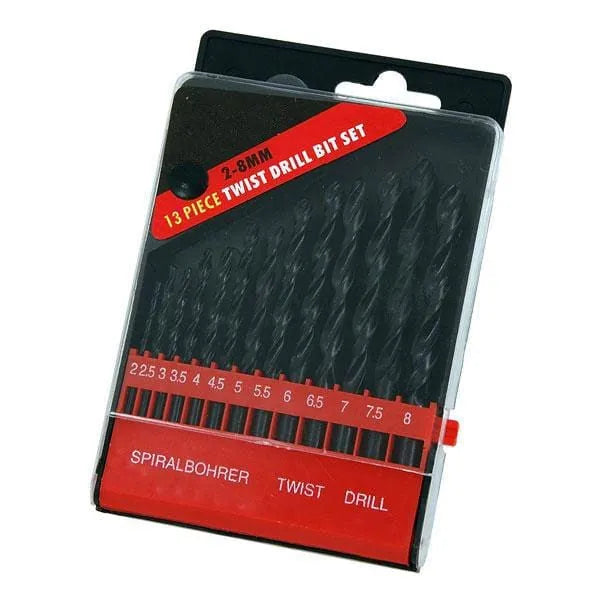 tooltime Drill Bits 13Pc Hss Twist Drill Bit Set 2Mm-8Mm Bits C/W Case Wood Plastic Metal