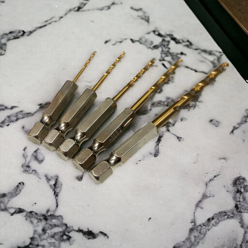 tooltime Drill Bits HSS Drill Bit Set 1/4" Hex Shanks 1.5mm - 4.8mm Titanium Coated Bits Wood Metal