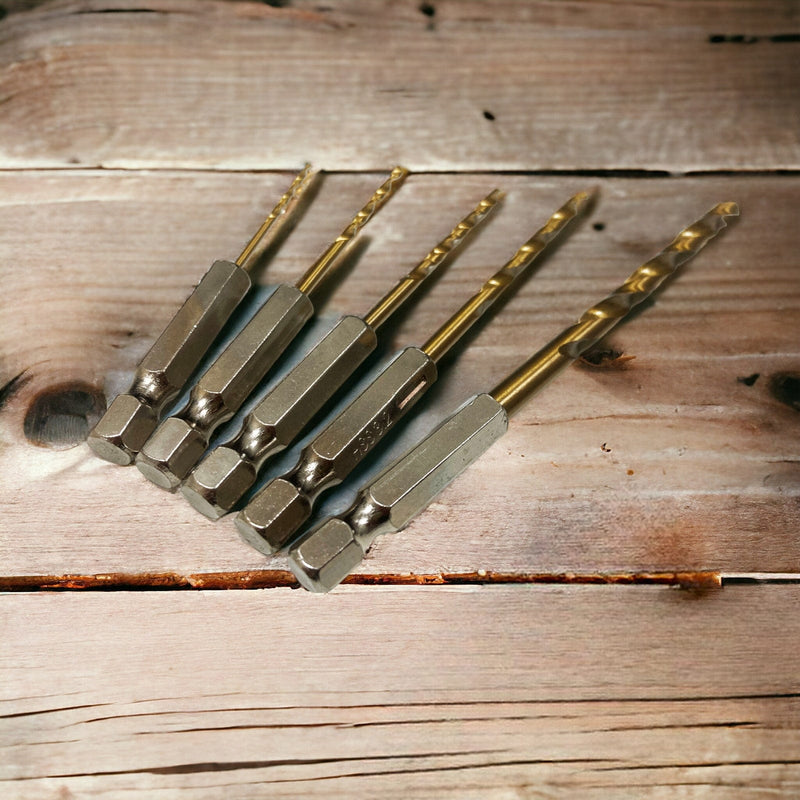 tooltime Drill Bits HSS Drill Bit Set 1/4" Hex Shanks 1.5mm - 4.8mm Titanium Coated Bits Wood Metal