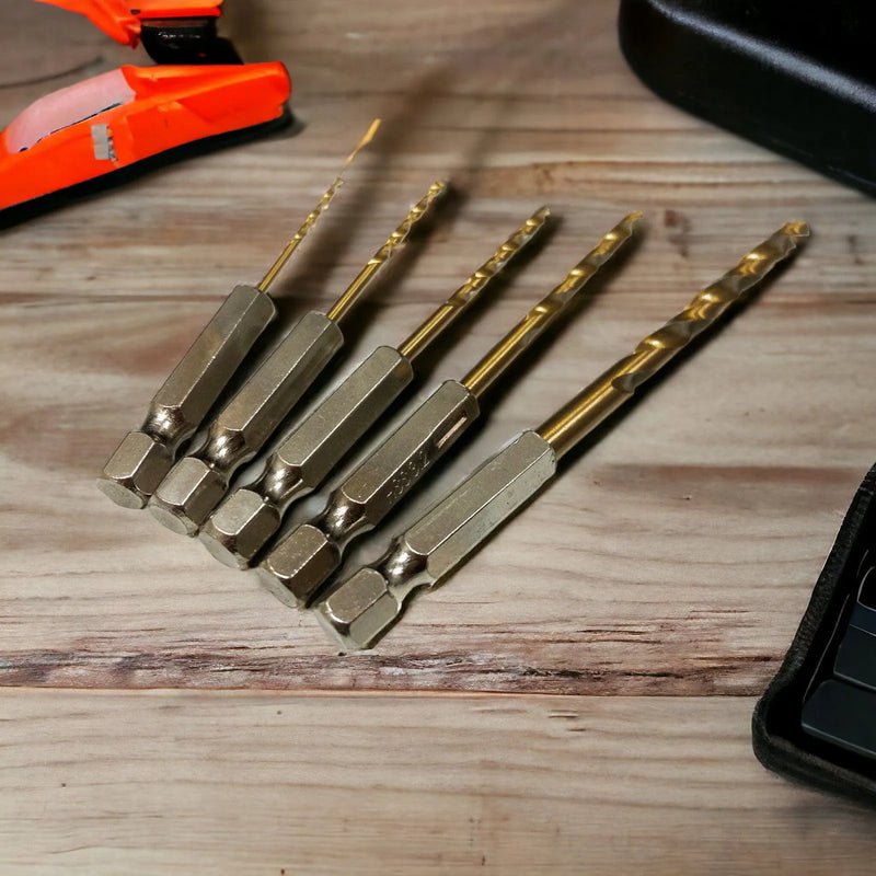 tooltime Drill Bits HSS Drill Bit Set 1/4" Hex Shanks 1.5mm - 4.8mm Titanium Coated Bits Wood Metal