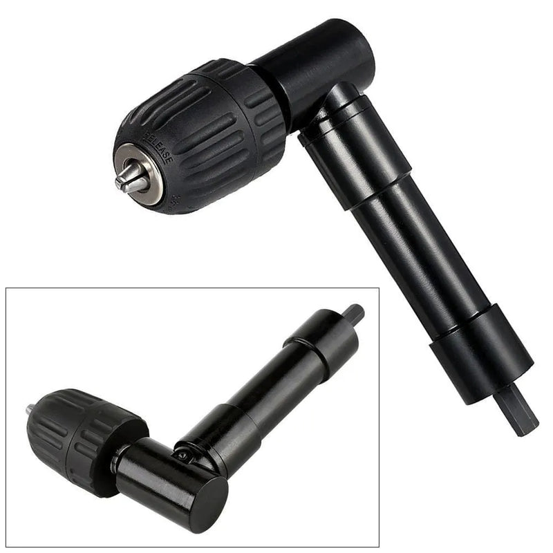 tooltime-E Angled Drill Attachment Right Angle 90° Angled Drill Attachment Adapter Aluminium Metal Keyless Chuck