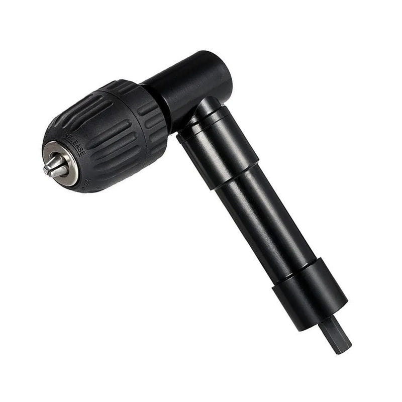 tooltime-E Angled Drill Attachment Right Angle 90° Angled Drill Attachment Adapter Aluminium Metal Keyless Chuck