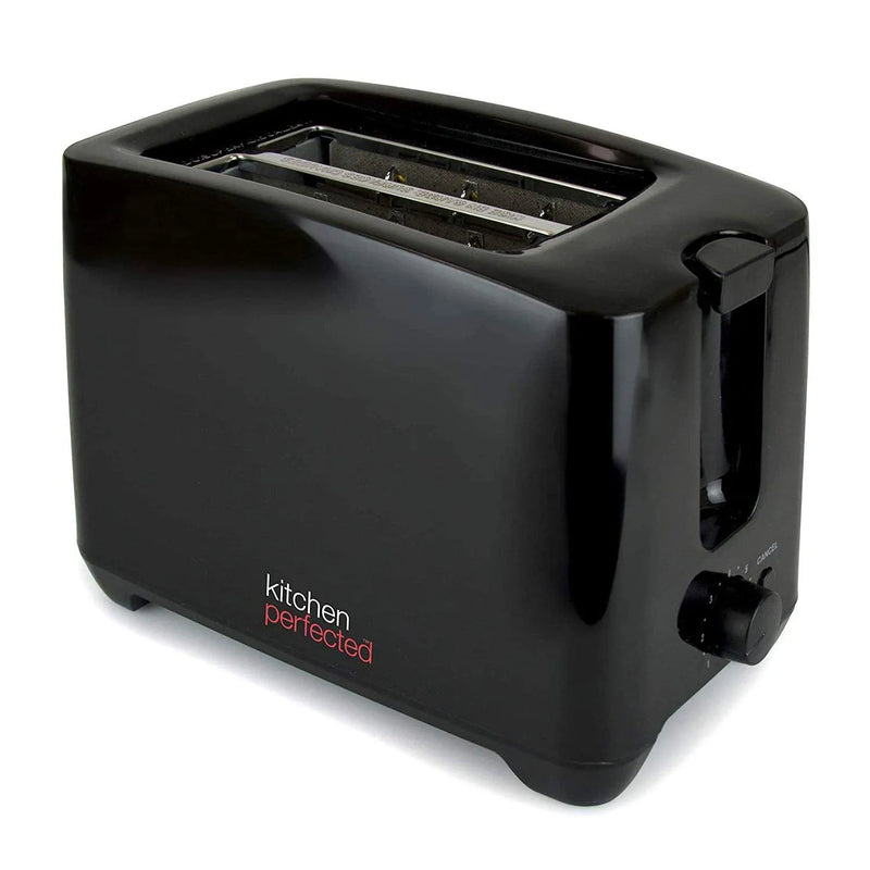 tooltime-E Black Toaster 750w 2-Slice Wide Slot - Cool Touch Crumb Tray 7 Browning Settings