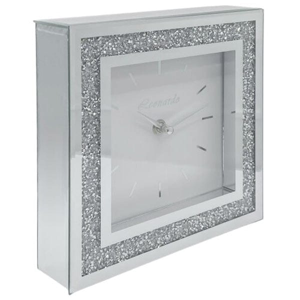 tooltime-E Clocks Mantle Clock 40cm Mirror Crystal Mirrored Glass Mantel Piece Desk Table